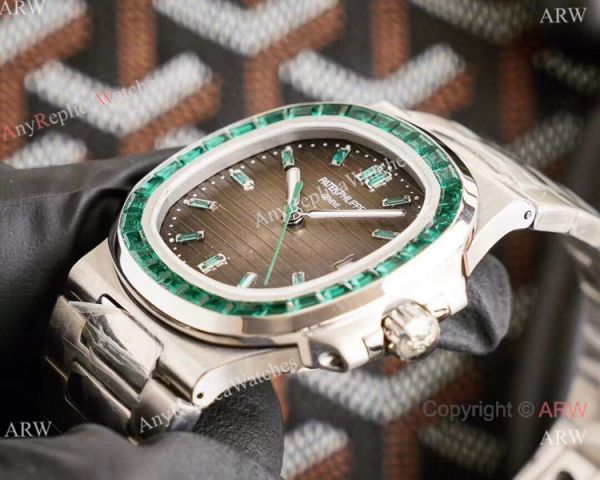 New! Swiss Copy Patek Philippe Nautilus Watch Green Diamond Gray Texture Dial Limited New 5711 New! Swiss Copy Patek Philippe Nautilus Watch Green Diamond Gray Texture Dial Limited New 5711