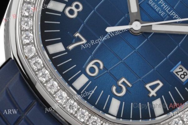 Swiss Quality Replica Patek Philippe Aquanaut 8215 Watch Diamond Bezel Blue Rubber Strap Swiss Quality Replica Patek Philippe Aquanaut 8215 Watch Diamond Bezel Blue Rubber Strap