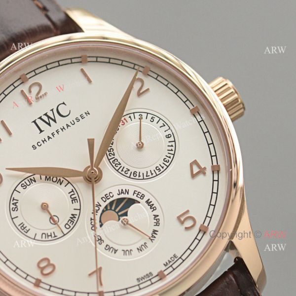 Replica IWC Portuguese Moonphase Gold Case White Face Watch Replica IWC Portuguese Moonphase Gold Case White Face Watch
