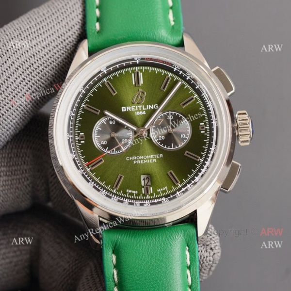 Copy Breitling Premier B01 Green Dial Leather Strap 42MM Men Watch Copy Breitling Premier B01 Green Dial Leather Strap 42MM Men Watch