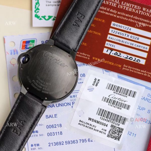 New Replica V6 Balloon Blue Cartier All Black Leather Watch New Replica V6 Balloon Blue Cartier All Black Leather Watch