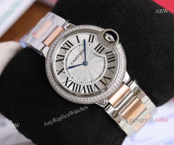 Copy Cartier Balloon Blue 2-Tone Rose Gold Strap Diamond Bezel White Dial Watch Copy Cartier Balloon Blue 2-Tone Rose Gold Strap Diamond Bezel White Dial Watch