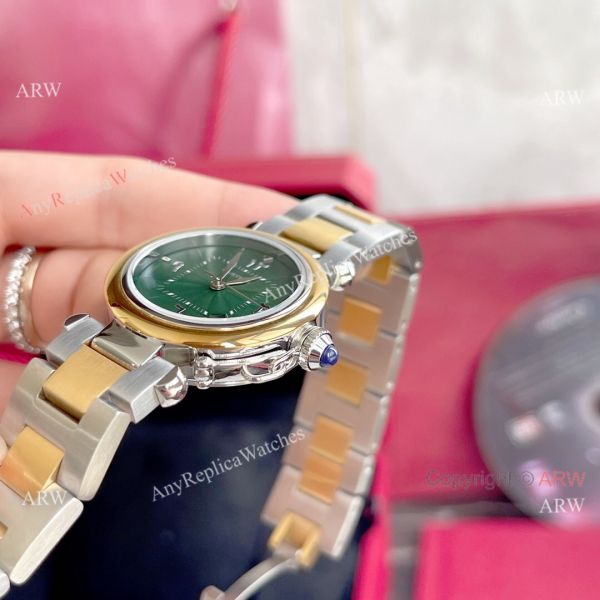 Replica Cartier Pasha Deep Green Dial 2-Tone Gold Watch With Arabic Markers Replica Cartier Pasha Deep Green Dial 2-Tone Gold Watch With Arabic Markers