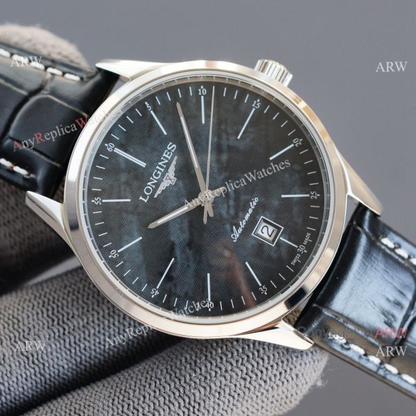 Replica Longines Elegant Gray Meteorite Texture Dial Black Leather Strap Watch 8215 Movement Replica Longines Elegant Gray Meteorite Texture Dial Black Leather Strap Watch 8215 Movement