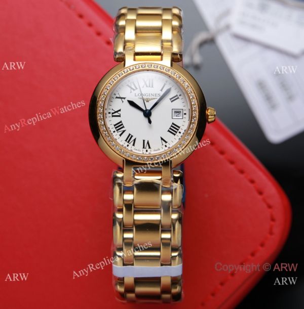 Swiss Quartz Longines PrimaLuna Replica Watches All Gold White Face Swiss Quartz Longines PrimaLuna Replica Watches All Gold White Face