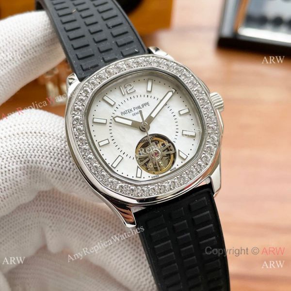 Clone Patek Philippe Lady Tourbillon Automatic Watches White MOP Dial Clone Patek Philippe Lady Tourbillon Automatic Watches White MOP Dial