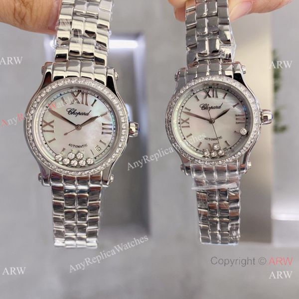 Faux Chopard Happy Sport Quartz Watch Pink Mop Dial Diamond Bezel Faux Chopard Happy Sport Quartz Watch Pink Mop Dial Diamond Bezel