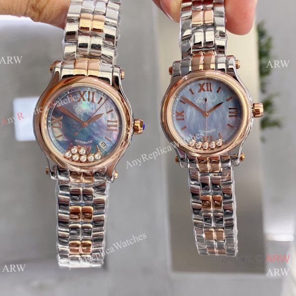 Copy Chopard Happy Sport Coral red 2-Tone Rose Gold Watches Copy Chopard Happy Sport Coral red 2-Tone Rose Gold Watches