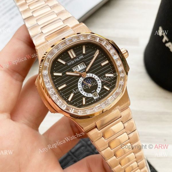 Clone Patek Philippe Nautilus Annual Calendar 42 Watches Rose Gold Diamond Bezel Clone Patek Philippe Nautilus Annual Calendar 42 Watches Rose Gold Diamond Bezel