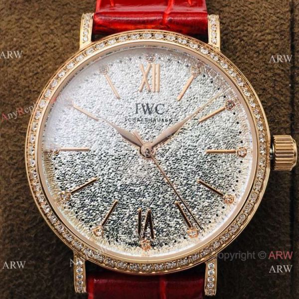 Swiss Copy IWC Portofino Rose Gold Diamond Bezel Lady Watch Swiss Copy IWC Portofino Rose Gold Diamond Bezel Lady Watch