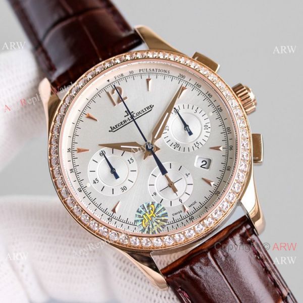 Swiss Fake Jaeger-LeCoultre Master Chronograph Watch Diamond Bezel Swiss Fake Jaeger-LeCoultre Master Chronograph Watch Diamond Bezel