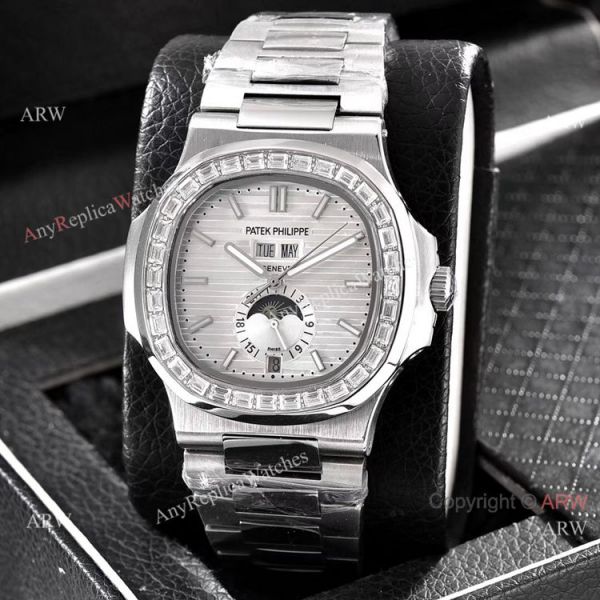 Patek Philippe Annual Calendar Copy Watches Stainless Steel with Diamond 40mm Patek Philippe Annual Calendar Copy Watches Stainless Steel with Diamond 40mm