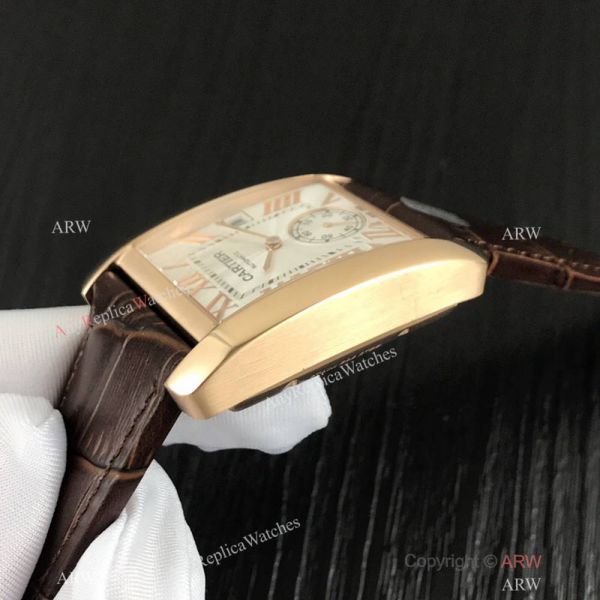 Swiss Grade Copy Cartier Tank Watch Rose Gold Roman Dial Swiss Grade Copy Cartier Tank Watch Rose Gold Roman Dial