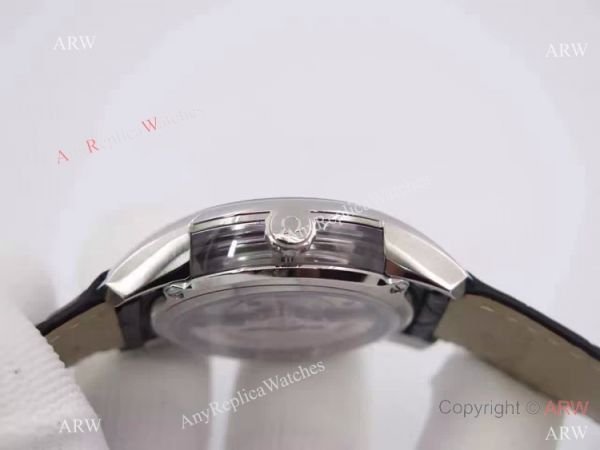 Swiss Omega De Ville Fake SS Black Leather Watch 8500 Movement Swiss Omega De Ville Fake SS Black Leather Watch 8500 Movement