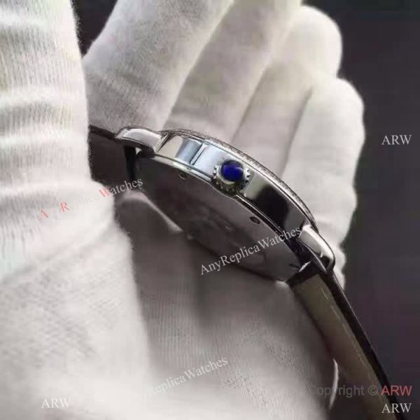 Copy Swiss Cartier Louis Moon Phase Watch SS Diamond Bezel Copy Swiss Cartier Louis Moon Phase Watch SS Diamond Bezel