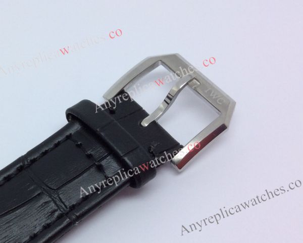 IWC Schaffhausen SS White Face Rose Gold Number Black Leather Replica Watch IWC Schaffhausen SS White Face Rose Gold Number Black Leather Replica Watch