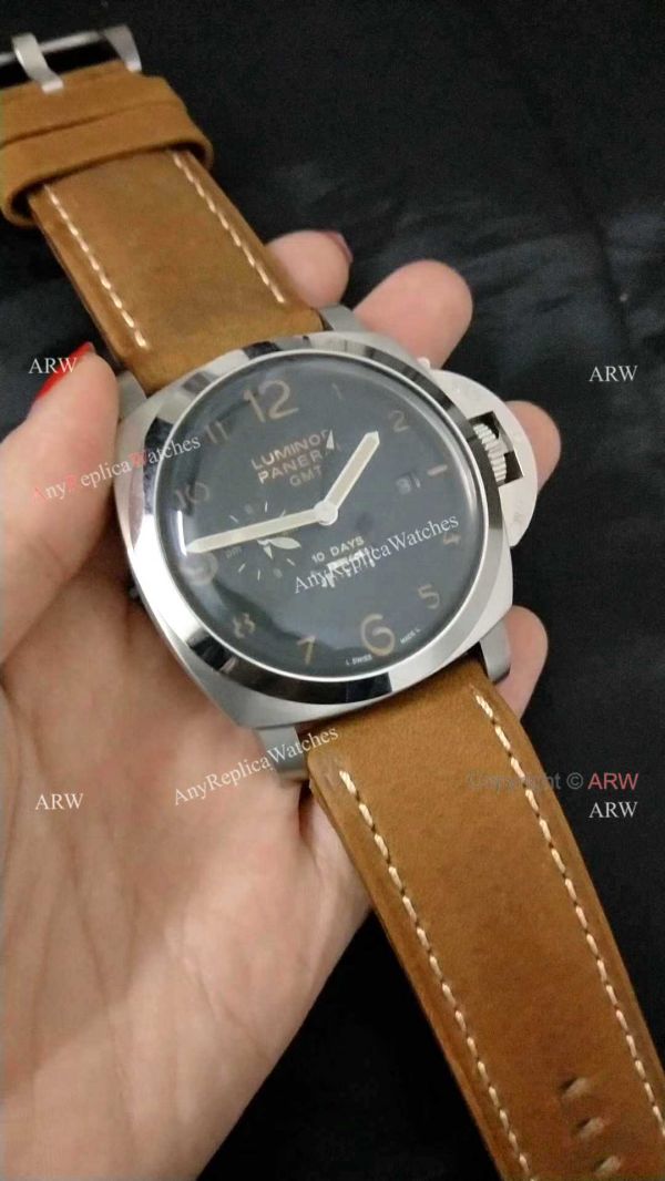 PANERAI LUMINOR 10 DAYS GMT STAINLESS STEEL BLACK DIAL WATCH AAA REPLICA PANERAI LUMINOR 10 DAYS GMT STAINLESS STEEL BLACK DIAL WATCH AAA REPLICA
