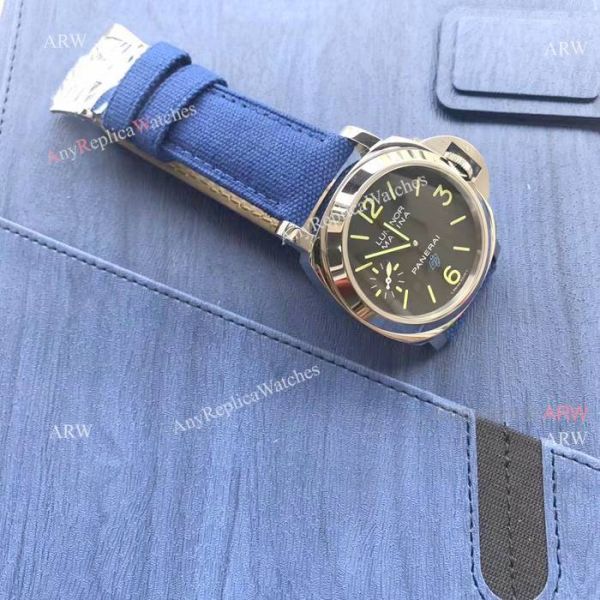 Panerai PAM 777 Watch Panerai Luminor Marina Blue OP Logo W Blue Canvas Strap Panerai PAM 777 Watch Panerai Luminor Marina Blue OP Logo W Blue Canvas Strap