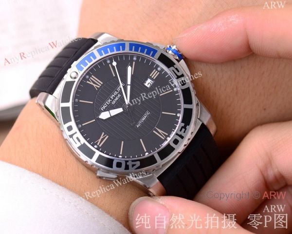 Clone Patek Philippe Geneve SS Black Blue Bezel Watch Automatic Movement Clone Patek Philippe Geneve SS Black Blue Bezel Watch Automatic Movement