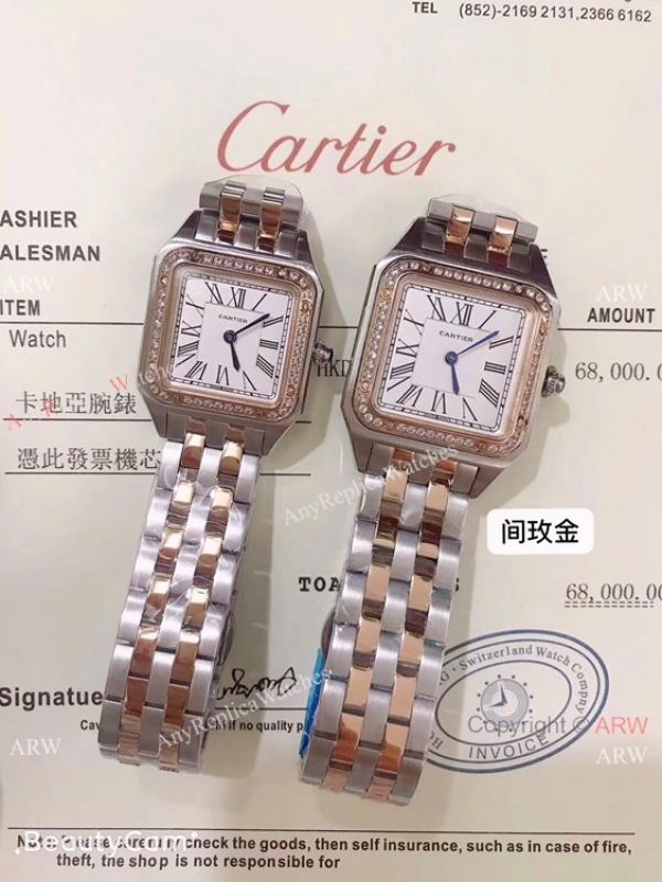 Two Tone Cartier Santos Diamond Replica Watch Lover watch New Replica Two Tone Cartier Santos Diamond Replica Watch Lover watch New Replica