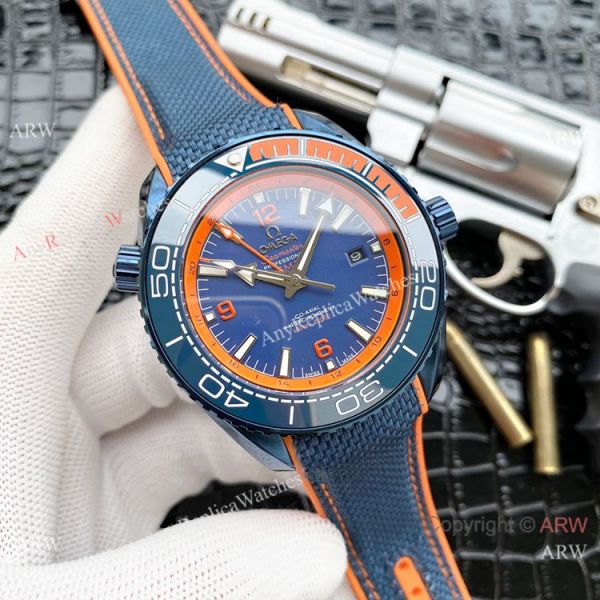 Faux Omega Seamaster Planet Ocean GMT Watches Blue Case Faux Omega Seamaster Planet Ocean GMT Watches Blue Case