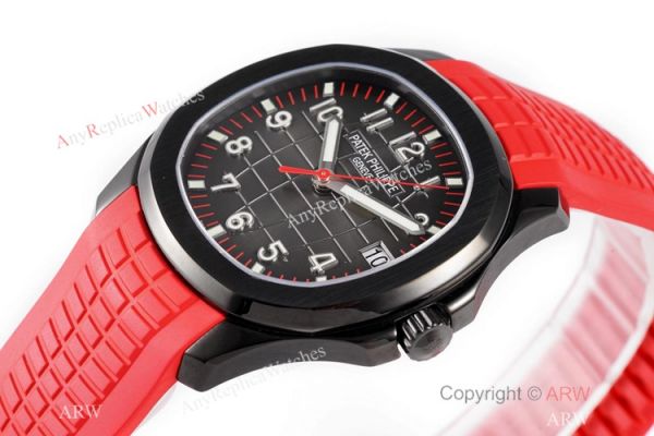 Swiss 1:1 Copy Patek Philippe Aquanaut Cal324 Watch Carbon Case Red Rubber Strap Swiss 1:1 Copy Patek Philippe Aquanaut Cal324 Watch Carbon Case Red Rubber Strap