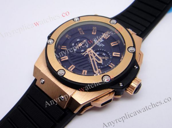 Hublot KING POWER Replica Watch 48mm Rose Gold and Black Rubber Hublot KING POWER Replica Watch 48mm Rose Gold and Black Rubber