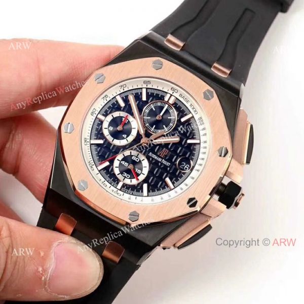 Audemars Piguet Royal Oak Offshore Replica Watch Black Case Rose Gold Bezel Audemars Piguet Royal Oak Offshore Replica Watch Black Case Rose Gold Bezel