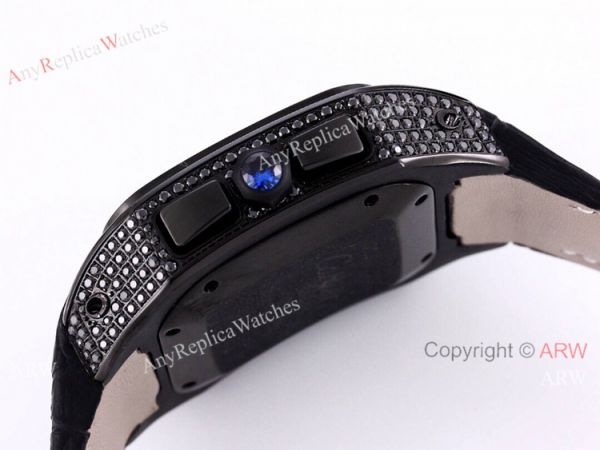 Cartier Santos Black Diamond White Dial 45mm Watch VK Chronograph Cartier Santos Black Diamond White Dial 45mm Watch VK Chronograph