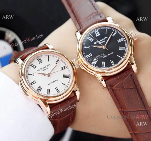 Clone Patek Philippe Calatrava Rose Gold Black Roman watch Simple Style Clone Patek Philippe Calatrava Rose Gold Black Roman watch Simple Style