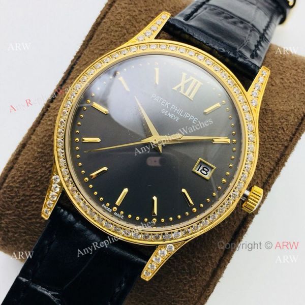 Swiss Replica Patek Philippe Calatrava V2 version Yellow Gold Diamond Watch Swiss Replica Patek Philippe Calatrava V2 version Yellow Gold Diamond Watch