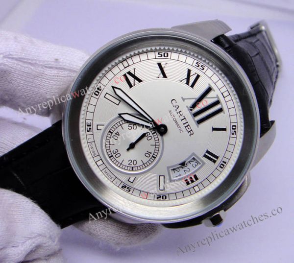 Cartier Calibre Divers Watch: SS White Dial Black Leather Replica Watch Cartier Calibre Divers Watch: SS White Dial Black Leather Replica Watch