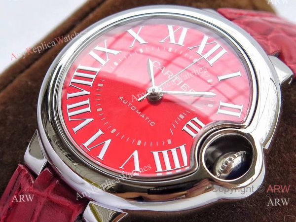 Swiss Ballon Bleu Cartier Watch Copy SS Red Dial Automatic 33mm Swiss Ballon Bleu Cartier Watch Copy SS Red Dial Automatic 33mm