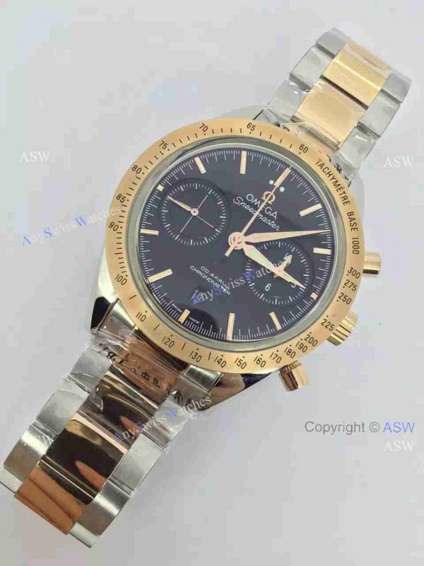 Swiss Replica Omega Speedmaster Watch 2-Tone Rose Gold Black Dial Swiss Replica Omega Speedmaster Watch 2-Tone Rose Gold Black Dial