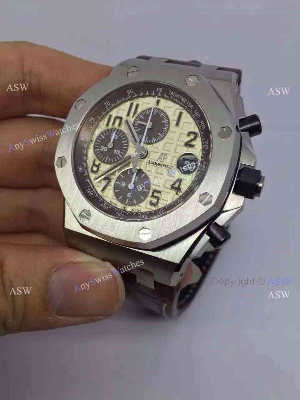 Fake Audemars Piguet Watch SS Yellow Dial Brown Leather Swiss AP Fake Audemars Piguet Watch SS Yellow Dial Brown Leather Swiss AP