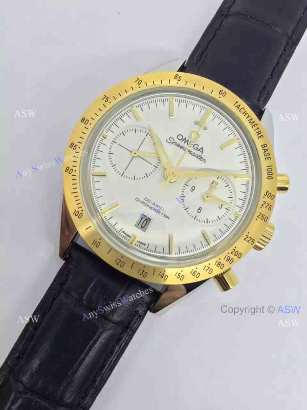 Copy Swiss Omega Speedmaster Chronograph Watch Rose Gold Leather Strap Copy Swiss Omega Speedmaster Chronograph Watch Rose Gold Leather Strap