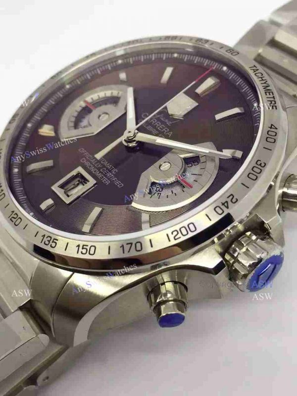 Swiss Grade One Tag Heuer Grand Carrera Calibre 17 RS3 Watch Stainless Steel Coffee surface Swiss Grade One Tag Heuer Grand Carrera Calibre 17 RS3 Watch Stainless Steel Coffee surface