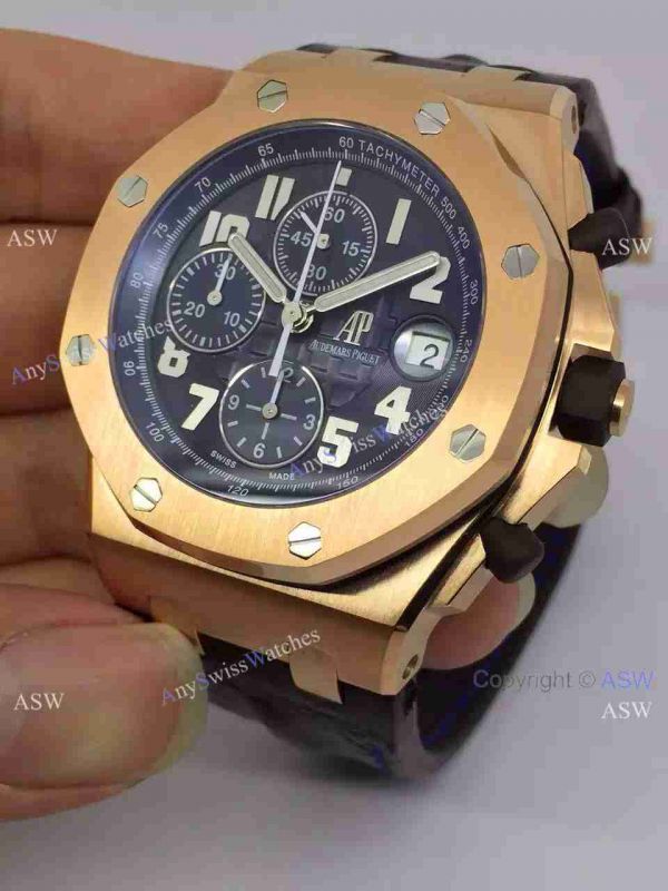 Replica Swiss Audemars Piguet Watch Rose Gold Case Black Leather Watch Strap Replica Swiss Audemars Piguet Watch Rose Gold Case Black Leather Watch Strap