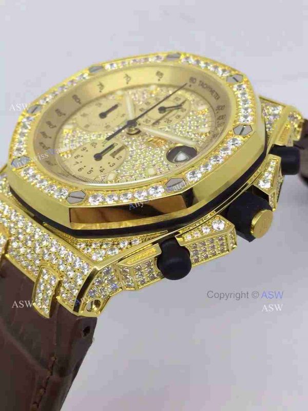 Swiss Copy Audemars Piguet Watch Yellow Case Diamond Dial / Diamond Case Swiss Copy Audemars Piguet Watch Yellow Case Diamond Dial / Diamond Case