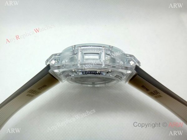 Best Quality Big Bang Unico Sapphire Hublot Clear Watch Gray Rubber Strap Best Quality Big Bang Unico Sapphire Hublot Clear Watch Gray Rubber Strap