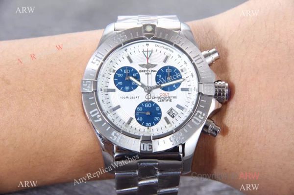 Knockoff Breitling COLT Stainless Steel White Chronograph Watch Knockoff Breitling COLT Stainless Steel White Chronograph Watch