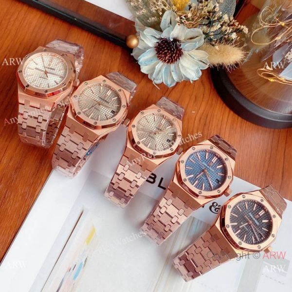Copy Audemars Piguet Royal Oak Black Dial Rose Gold Watches 37mm Women Copy Audemars Piguet Royal Oak Black Dial Rose Gold Watches 37mm Women