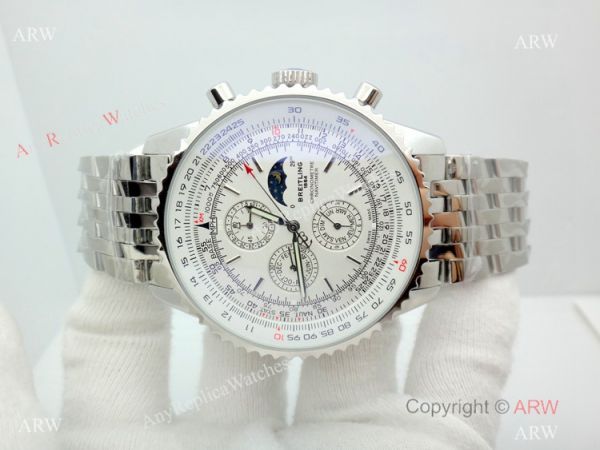 Replica Breitling Navitimer Watch White Moonphase Dial Stainless Steel Watch Replica Breitling Navitimer Watch White Moonphase Dial Stainless Steel Watch