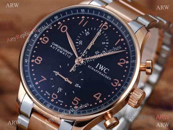 IWC Portuguese Black Face 2-Tone Rose Gold Case Copy Watch IWC Portuguese Black Face 2-Tone Rose Gold Case Copy Watch
