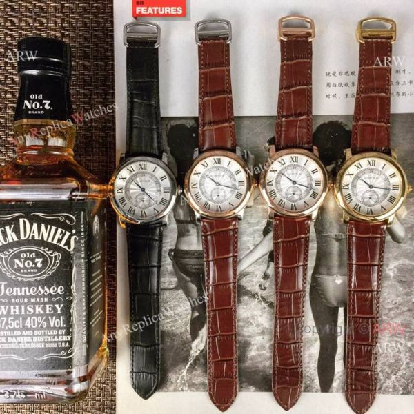 2019 Replica Cartier Ronde Solo 42mm Watches SS Black Leather Strap 2019 Replica Cartier Ronde Solo 42mm Watches SS Black Leather Strap