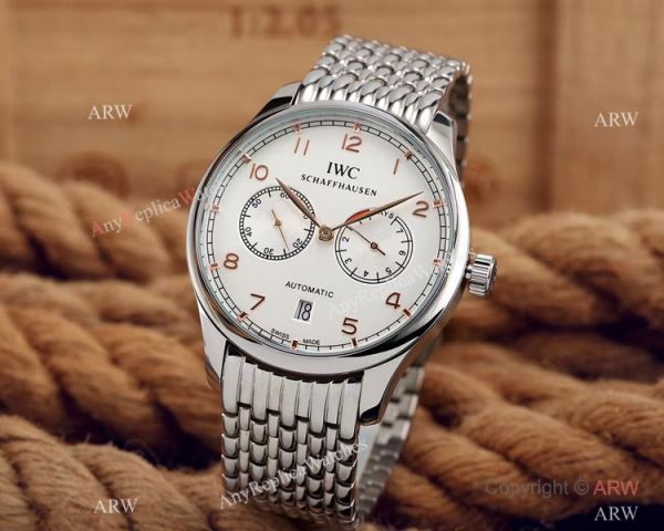 Replica IWC Portuguese 7 Days Stainless Steel White Face Mens Watch Replica IWC Portuguese 7 Days Stainless Steel White Face Mens Watch