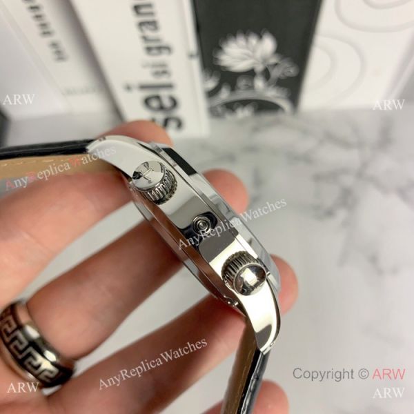 Copy Jaeger-LeCoultre Grand Complications Moon Watch SS Black Leather Band Copy Jaeger-LeCoultre Grand Complications Moon Watch SS Black Leather Band