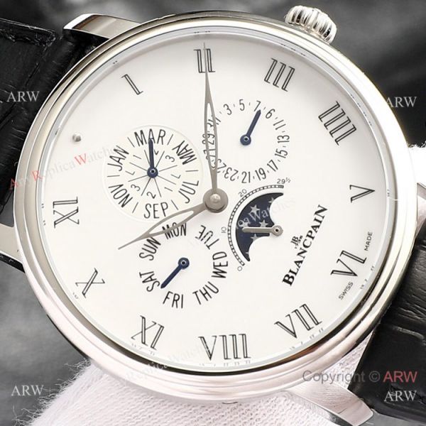 Swiss Replica Blancpain Villeret Perpetual Calendar Eta6654 Watch SS White Dial Swiss Replica Blancpain Villeret Perpetual Calendar Eta6654 Watch SS White Dial