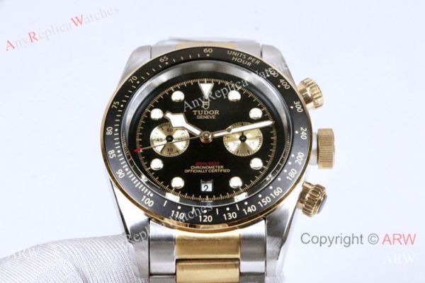 Replica Tudor Heritage Black Bay 42mm Watch Two Tone Black Dial Replica Tudor Heritage Black Bay 42mm Watch Two Tone Black Dial