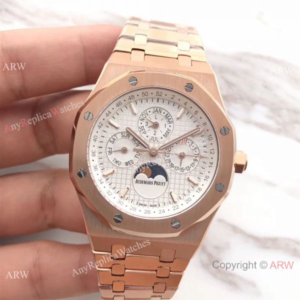 Swiss Quality Audemars Piguet Royal Oak Perpetual Calendar Replica Watch Rose Gold White Face Swiss Quality Audemars Piguet Royal Oak Perpetual Calendar Replica Watch Rose Gold White Face